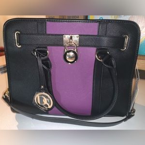 Purple and Black Purse with Wallet